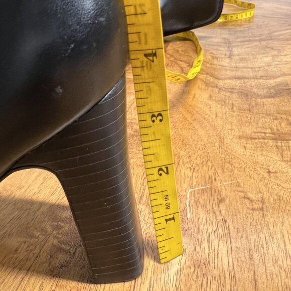 SOLD Bakers Women’s 9 Square Toe Chunky Block Black Leather Mid Calf Boots - Picture 8 of 13